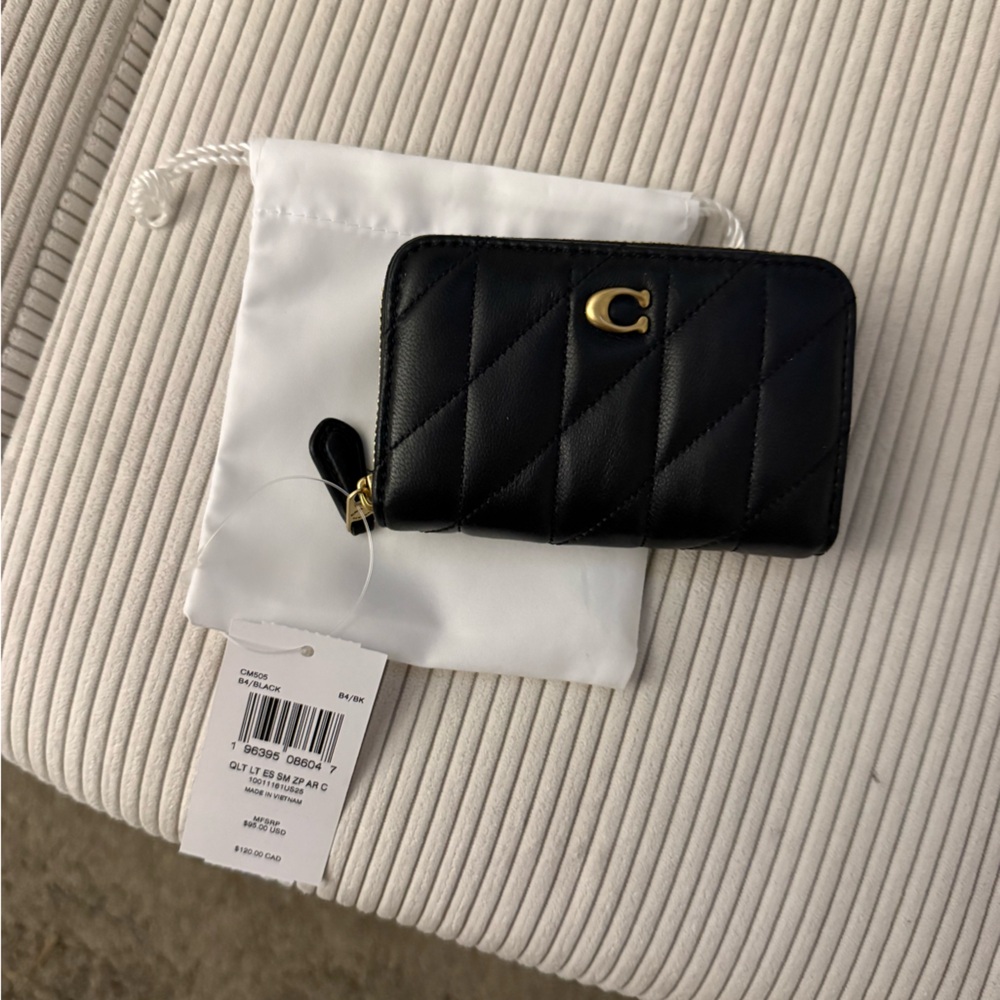 coach quilts black/gold card case